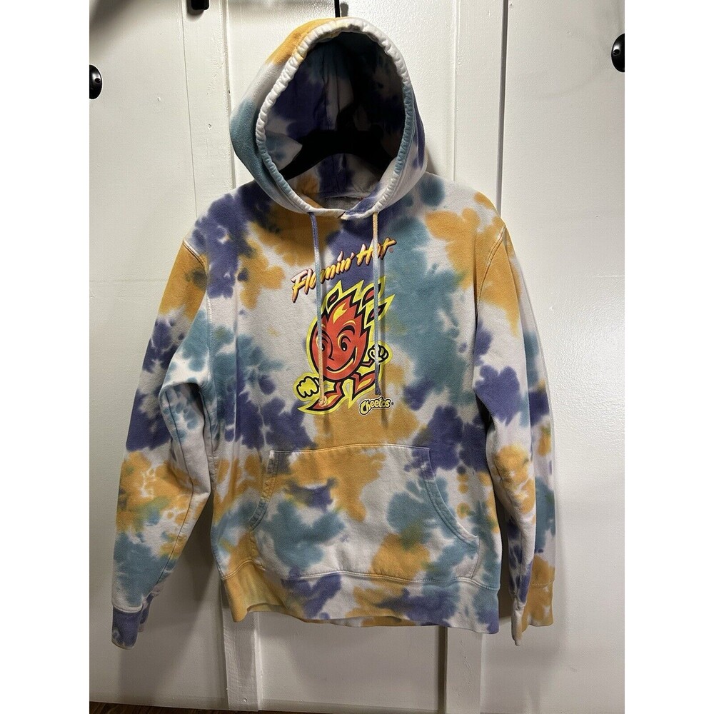 Cheetos Flamin Hot Pullover Hoodie White Tie-Dye Sweatshirt Medium